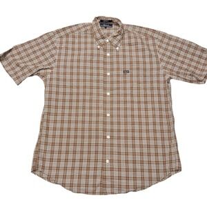 Faconnable Button Up Shirt Mens Med Short Sleeve Preppy Office Business Casual‎